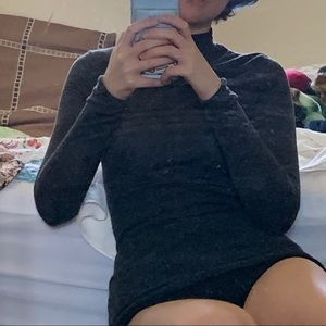 Free people textured sheer gray turtleneck